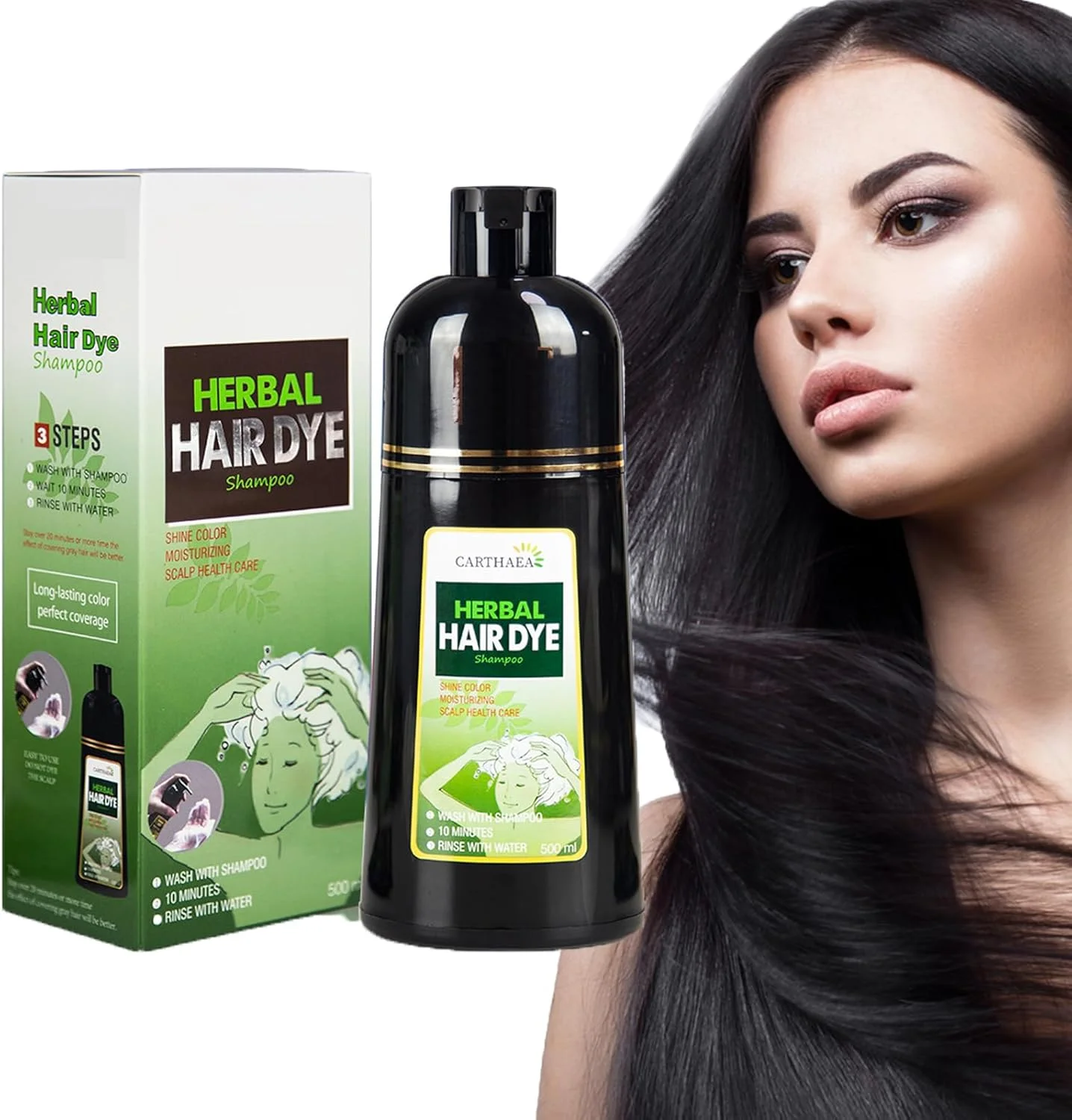 شامپو رنگ مو دایسیتیدیا، شامپو رنگ مو فوری 500 میلی لیتری، شامپو رنگ مو گیاهی، پوشش موهای سفید شامپو مشکی طبیعی، تغذیه و ترمیم کننده مو، قهوه ای، نرم کننده