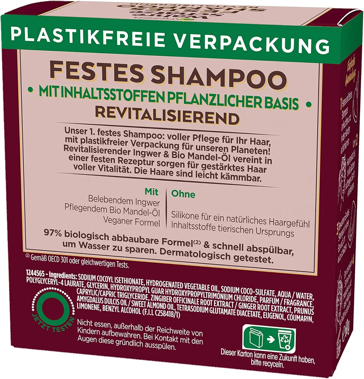 شامپو جامد زنجبیل انرژی بخش Garnier True Treasures، حاوی زنجبیل ارگانیک، احیا کننده موهای آسیب دیده، فرمول زیست تخریب پذیر، وگان، بسته 1 عددی شامپو جامد زنجبیل انرژی بخش Garnier True Treasures، حاوی زنجبیل ارگانیک، احیا کننده موهای آسیب دیده، فرمول زیست تخریب پذیر، وگان، بسته 1 عددی