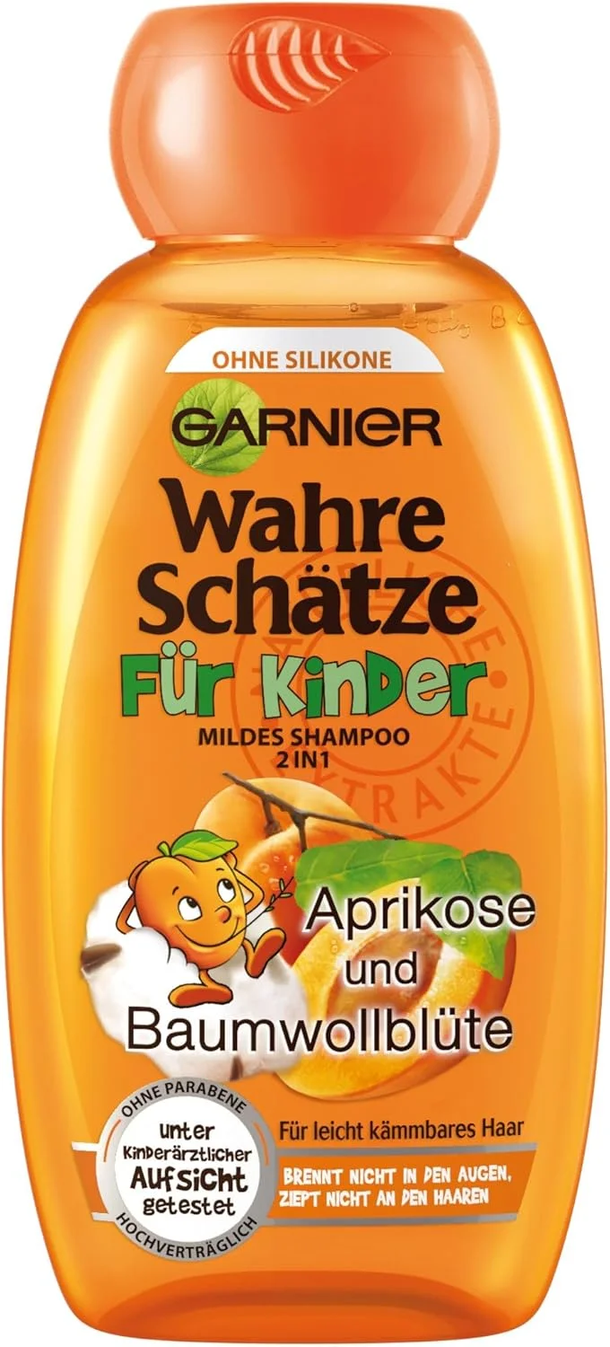 شامپو ملایم 2 در 1 کودکانه Garnier True Treasures، تمیز کننده بسیار ملایم، بدون سوزش چشم، فاقد پارابن و سیلیکون، 3 عدد 250 میلی لیتر