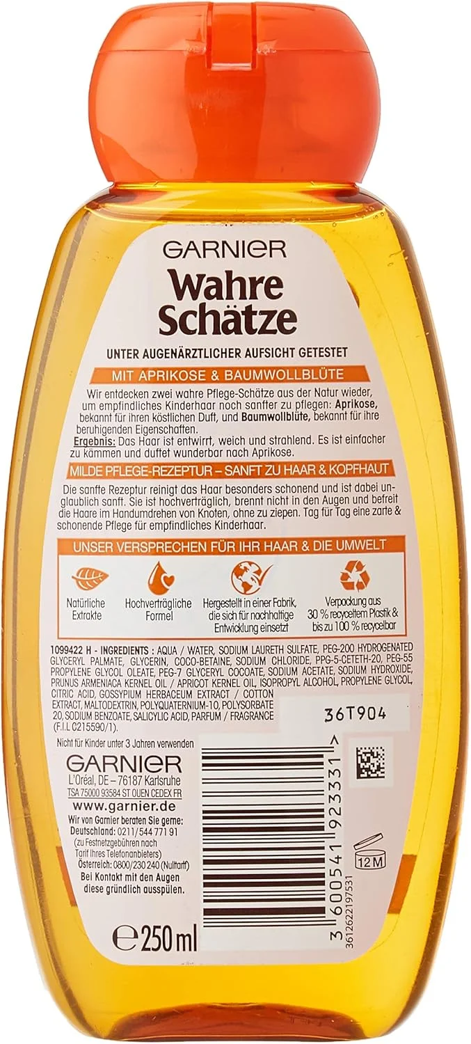 شامپو ملایم 2 در 1 کودکانه Garnier True Treasures، تمیز کننده بسیار ملایم، بدون سوزش چشم، فاقد پارابن و سیلیکون، 3 عدد 250 میلی لیتر شامپو ملایم 2 در 1 کودکانه Garnier True Treasures، تمیز کننده بسیار ملایم، بدون سوزش چشم، فاقد پارابن و سیلیکون، 3 عدد 250 میلی لیتر