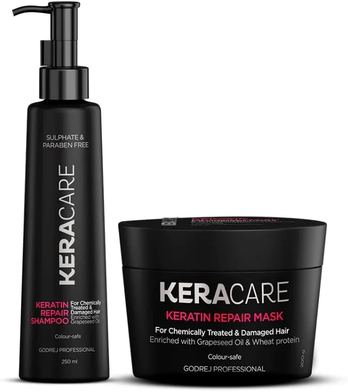 گودرج پروفشنال شامپو ترمیم کننده کراتین Keracare حجم 250 میلی لیتر و ماسک ترمیم کننده حجم 200 گرم (مجموعه)