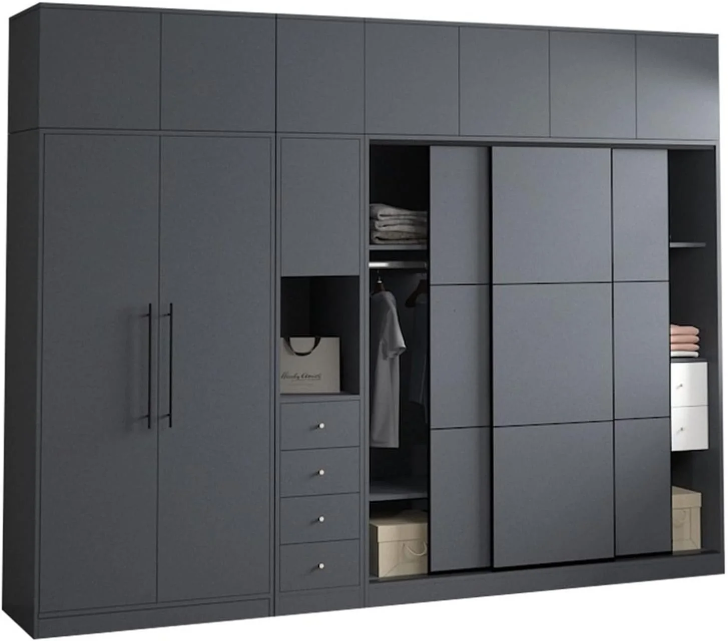 SEMOOR Wardrobe Wooden Black Wardrobe Cupboard Wardrobe Closet Wardrobe Bedroom Furniture