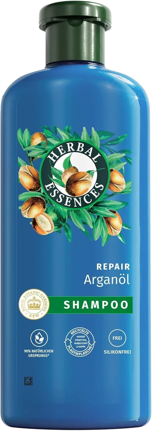 شامپو ترمیم کننده مو Herbal Essences حاوی روغن آرگان 350 میلی لیتر، تبدیل موهای آسیب دیده به موهای نرم تر و درخشان تر، مراقبت ویژه، با مواد تشکیل دهنده با منشاء طبیعی، وگان، فاقد سیلیکون