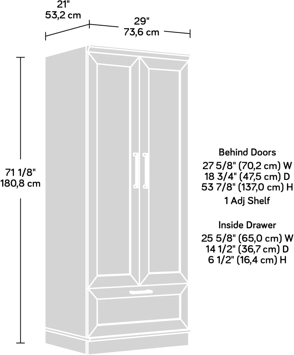 کابینت کمد/نگهداری Sauder HomePlus، فضای ذخیره سازی مخفی جادار، کمد لباس، 29.1x20.9x71.2 - روکش سفید ملایم کابینت کمد/نگهداری Sauder HomePlus، فضای ذخیره سازی مخفی جادار، کمد لباس، 29.1x20.9x71.2 - روکش سفید ملایم