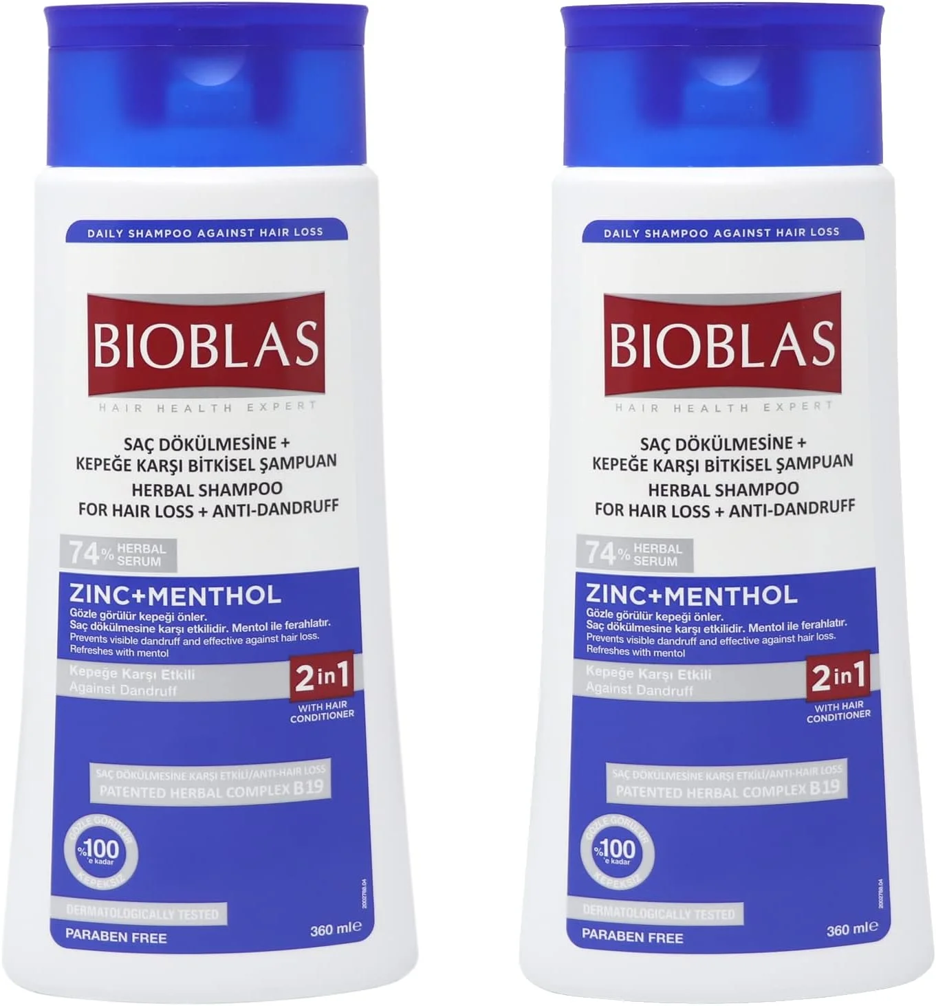 شامپو مو زینک و منتول Bioblas HALLEY - شامپو پاک کننده ضد شوره و ضد ریزش مو - شامپو نعناع تازه برای ریزش مو و تسکین پوست سر - بدون عطر، غنی از ویتامین ها - مناسب برای انواع مو