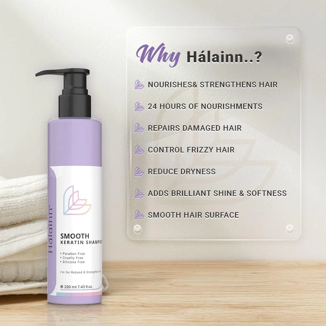 شامپو کراتین HALAINN برای تسکین و مرطوب کردن موها (بسته 220 میلی لیتری)