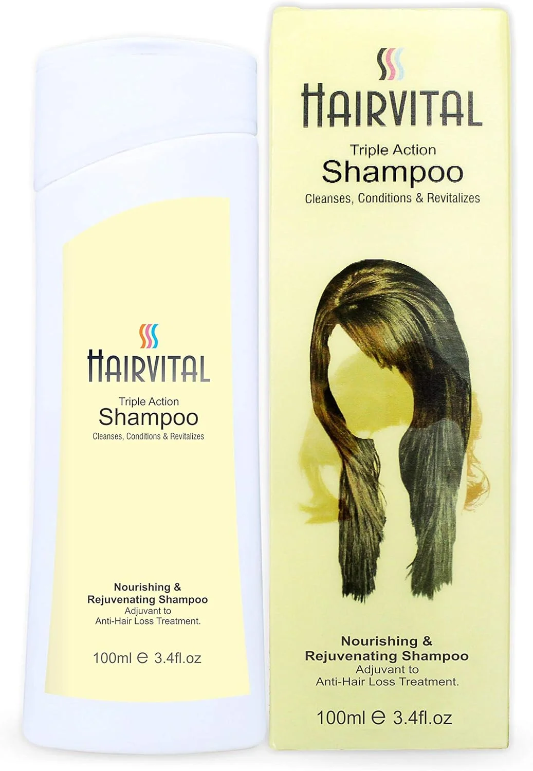 شامپو سه کاره هیر وایتال حاوی آلوئه ورا، روغن جوجوبا و ویتامین ای - 100 میلی لیتر | پاک کننده، نرم کننده و احیا کننده | شامپو مغذی و جوان کننده ضد ریزش مو