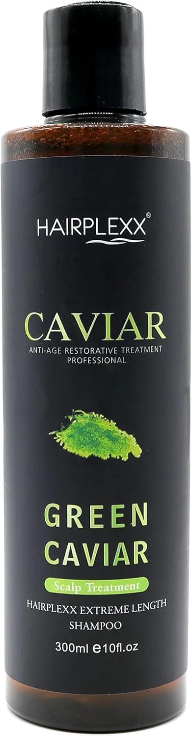 شامپو سبز حرفه ای ترمیم کننده و ضد پیری خاویار هیرپلکس 300 میلی لیتر l افزایش طول مو l رشد مو l جلوگیری از شکستگی l رشد قوی تر و بلندتر