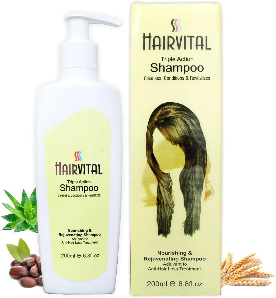 شامپو سه کاره هیرویتال (پاک کننده، نرم کننده و احیا کننده) با خواص آلوئه ورا، روغن جوجوبا و ویتامین ای برای موهای خشک و آسیب دیده (200 میلی لیتر، بسته 1 عددی)