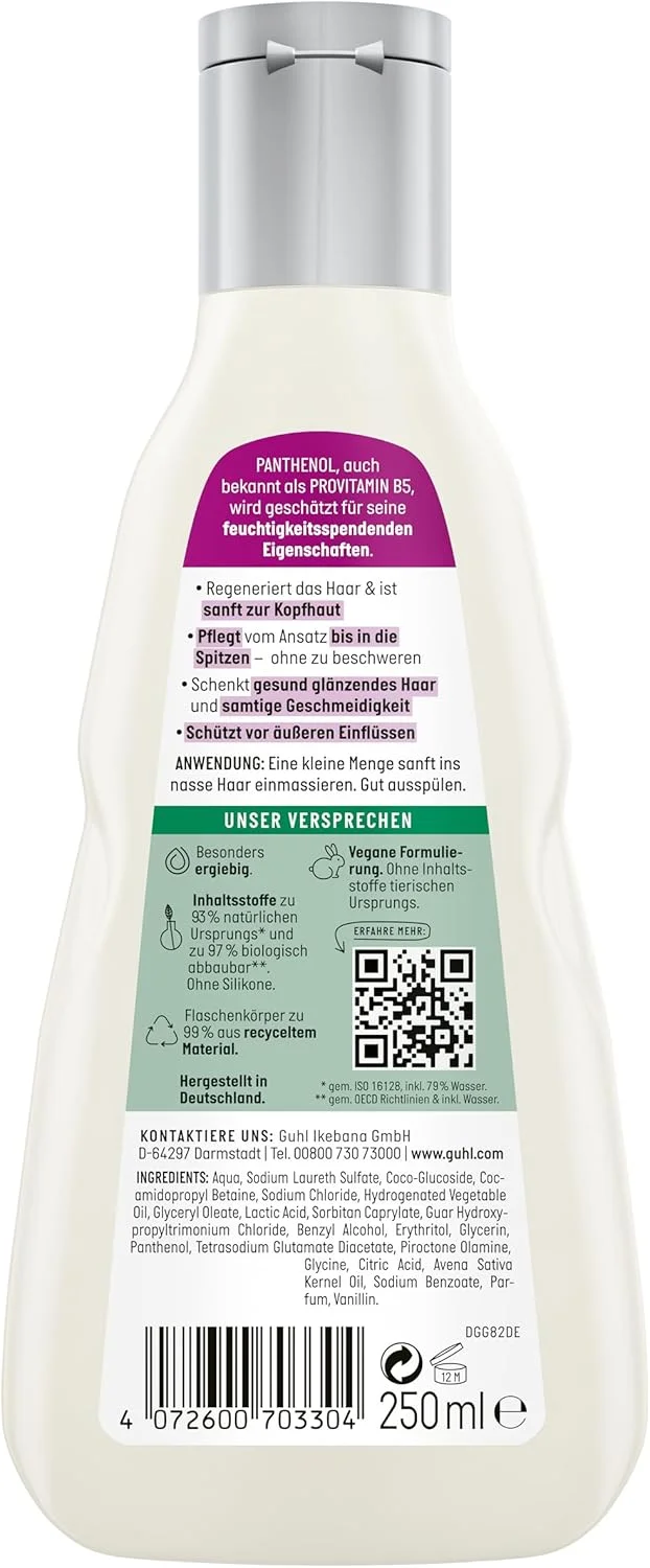 شامپو پانتنول + ترمیم کننده Guhl – حجم: 250 میلی لیتر – شامپو ملایم – نوع مو: آسیب دیده – ملایم برای پوست سر