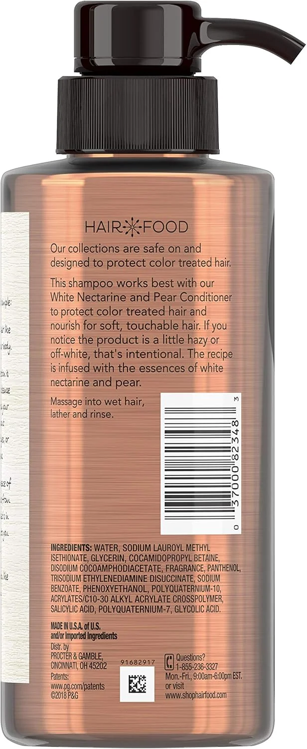 شامپو محافظ رنگ مو هیر فود با رایحه شلیل سفید و گلابی، 300 میلی لیتر، مناسب موهای رنگ شده، 80 میلی لیتر، 300 میلی لیتر (بسته 1 عددی)