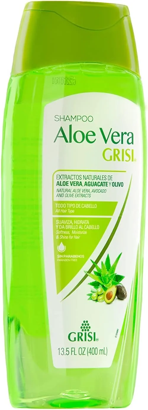 شامپو آلوئه ورا گریسی، شامپو مرطوب کننده با عصاره آلوئه ورا، بدون پارابن، محصول مو برای موهای نرم و براق، بسته 2 عددی، بطری های 400 میلی لیتری.