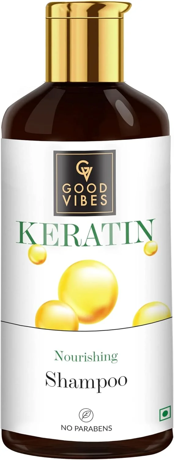 شامپو مغذی کراتین Good Vibes - 300 میلی لیتر - برای موهای خشک، کدر و وز - ضد شکستگی، حجم دهنده، تقویت کننده و ترمیم کننده مو - بدون تست حیوانی و پارابن