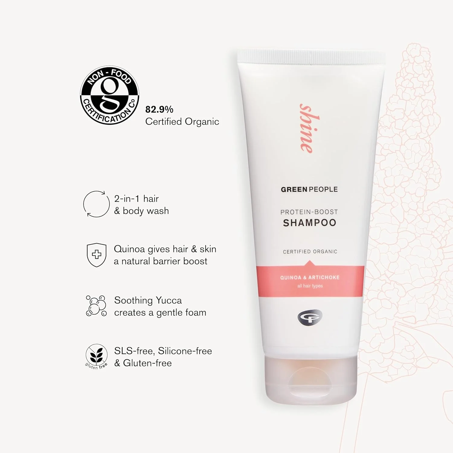 شامپو و ژل شستشوی پروتئینی گرین پیپل - برای درخشندگی و حجم دهی - فاقد سیلیکون و SLS - طبیعی، ارگانیک و وگان، 200 میلی لیتر