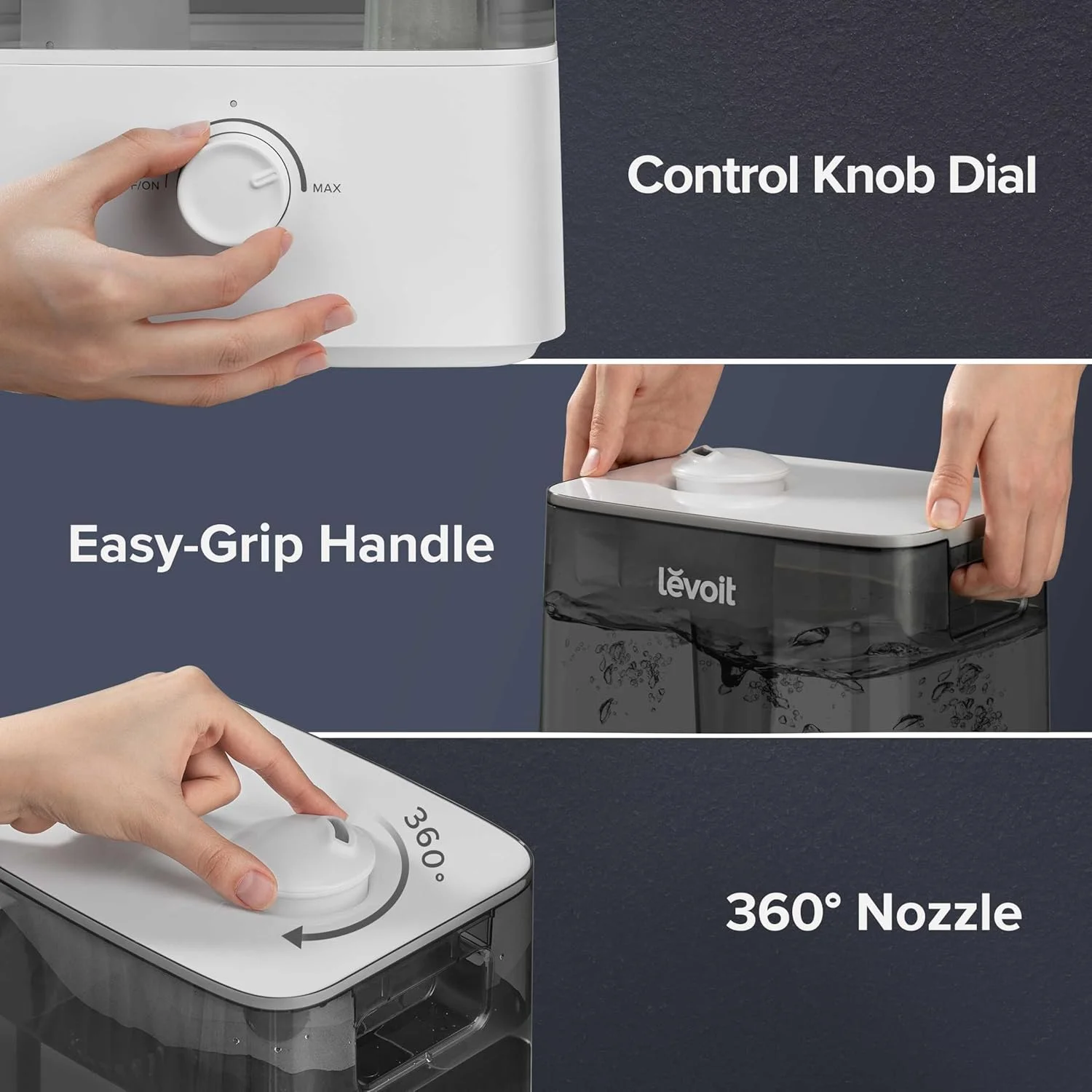 دستگاه بخور سرد اولتراسونیک LEVOIT Classic300 با پر کردن از بالا، مخزن بسیار بزرگ 6 لیتری با ماندگاری 60 ساعته - فوق العاده بی صدا، استفاده و تمیز کردن آسان، نازل چرخش 360 درجه، کنترل ساده با دکمه، دستگیره، خاموش شدن خودکار، خاکستری دستگاه بخور سرد اولتراسونیک LEVOIT Classic300 با پر کردن از بالا، مخزن بسیار بزرگ 6 لیتری با ماندگاری 60 ساعته - فوق العاده بی صدا، استفاده و تمیز کردن آسان، نازل چرخش 360 درجه، کنترل ساده با دکمه، دستگیره، خاموش شدن خودکار، خاکستری