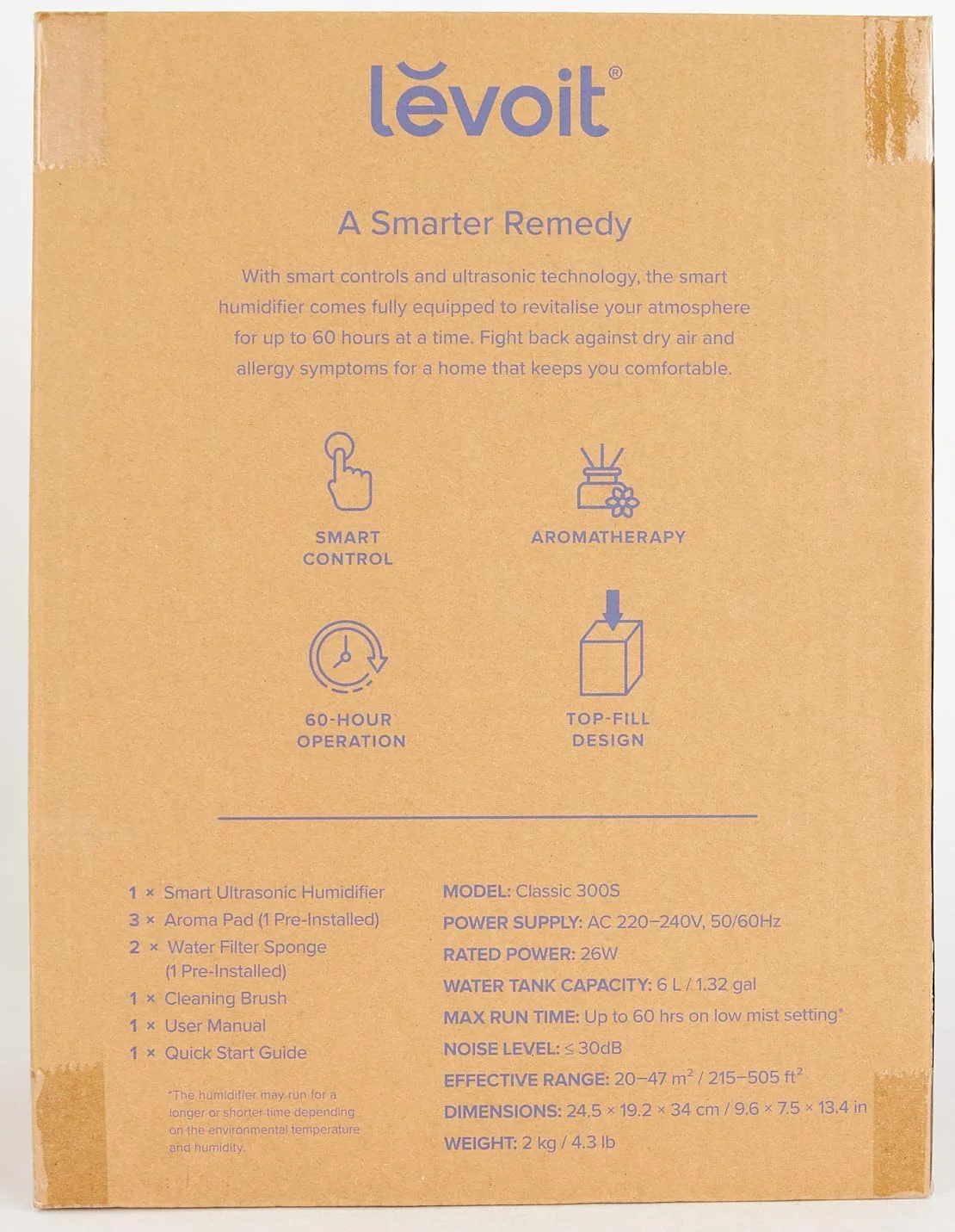 دستگاه بخور هوشمند Levoit مناسب اتاق خواب و کودک، 6 لیتری با پر کردن از بالا، مه خنک با حالت خواب آرام و کنترل الکسا برای گیاهان و حیوانات خانگی، آبی، Classic 300S