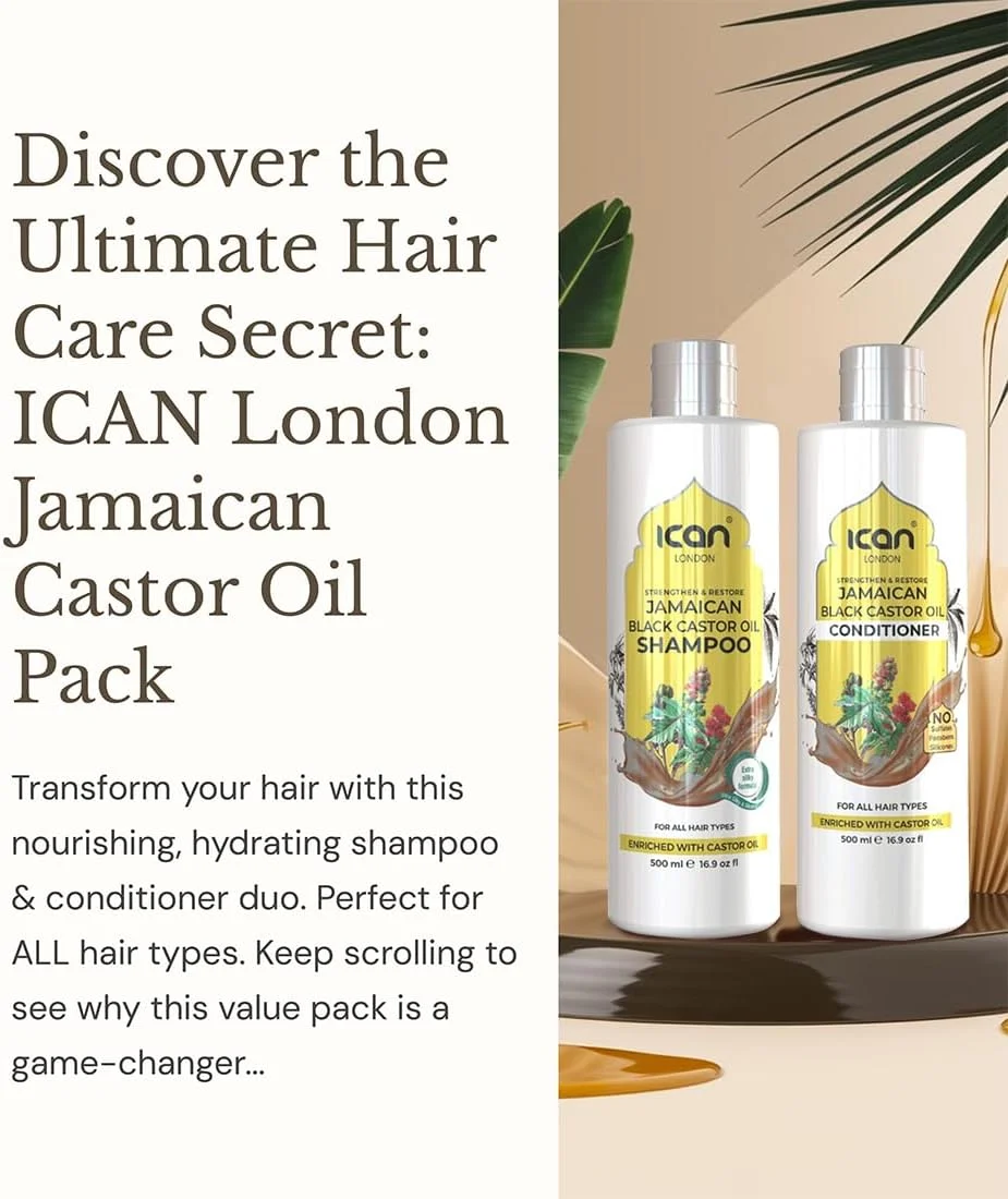 شامپو ضد شوره و تسکین دهنده خارش سر روغن کرچک جامائیکایی آیکان لندن و نرم کننده بدون سولفات 500 میلی لیتر x 2 شامپو ضد شوره و تسکین دهنده خارش سر روغن کرچک جامائیکایی آیکان لندن و نرم کننده بدون سولفات 500 میلی لیتر x 2