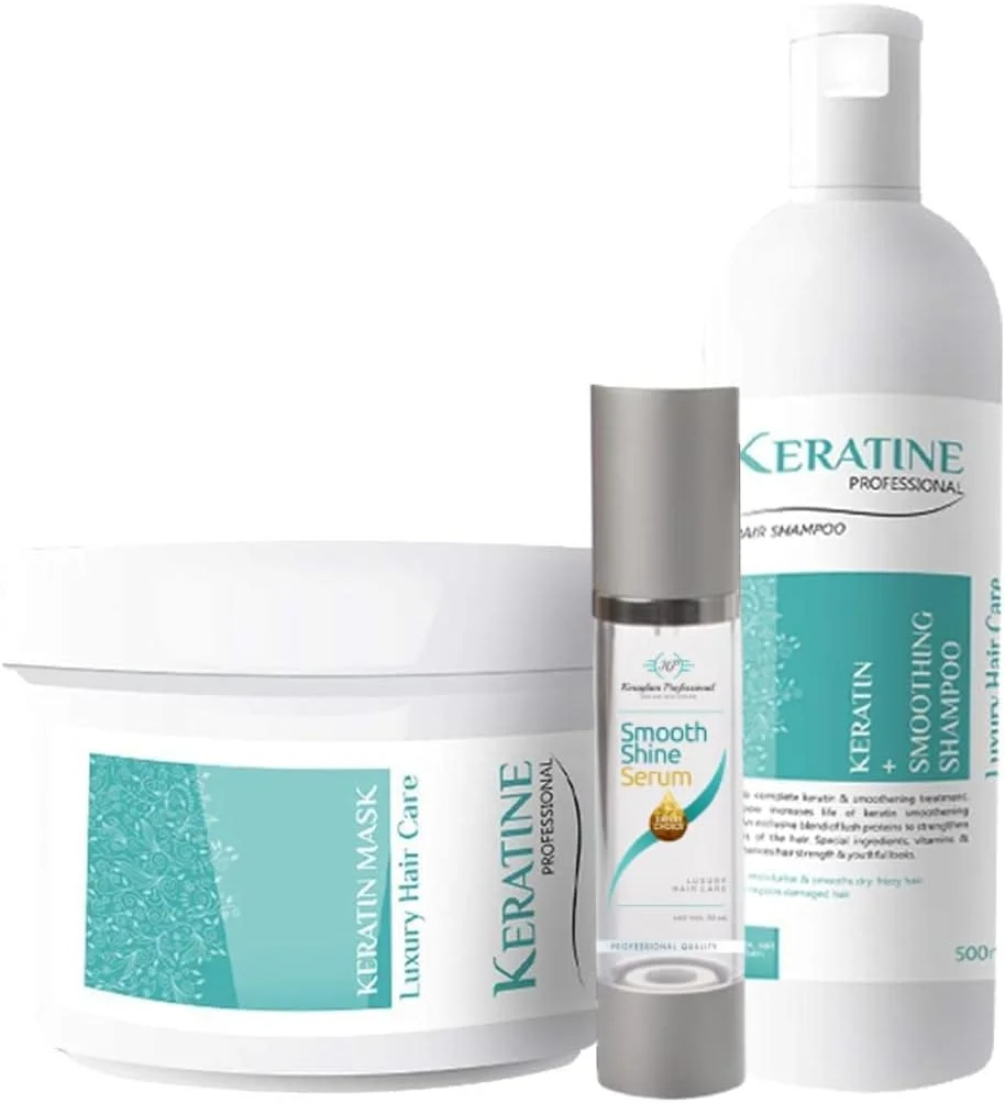شامپو کراتینه صاف کننده مو کرگلام پروفشنال، ماسک ترمیم کننده مو و سرم براق کننده (بسته 3 عددی)