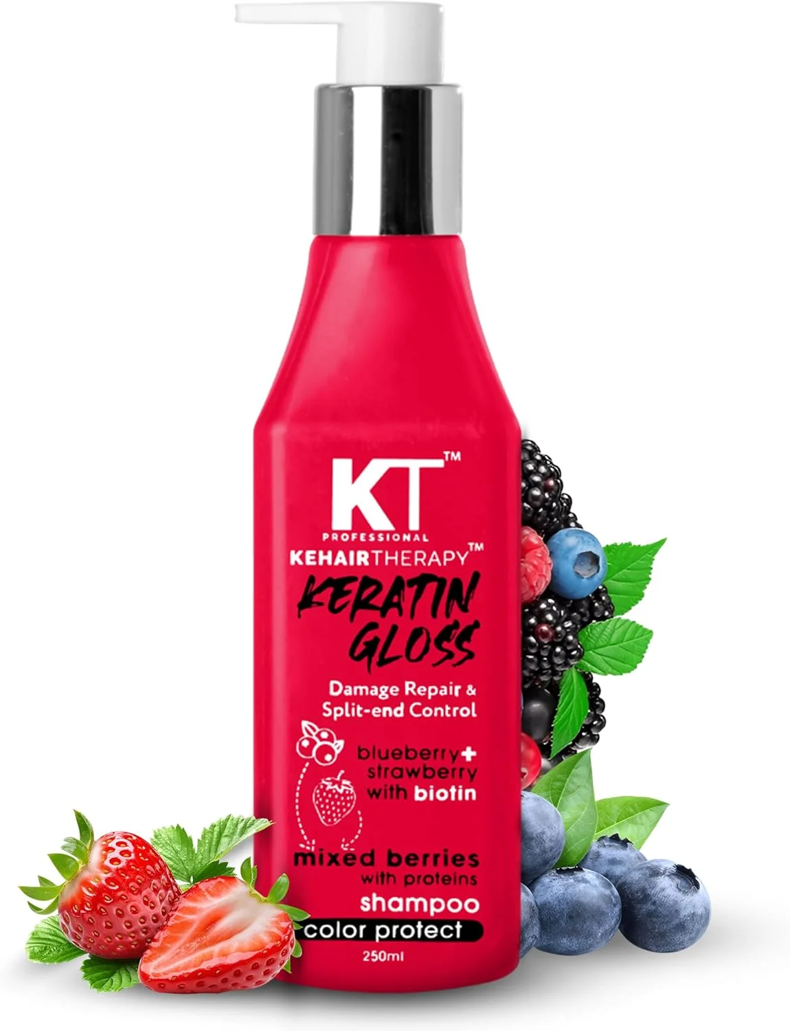 شامپو کراتین گلاس ترمیم کننده و کنترل کننده موخوره موهای آسیب دیده کی تی پروفشنال | بدون سولفات | بدون پارابن 250 میلی لیتر (محافظت از رنگ مو)