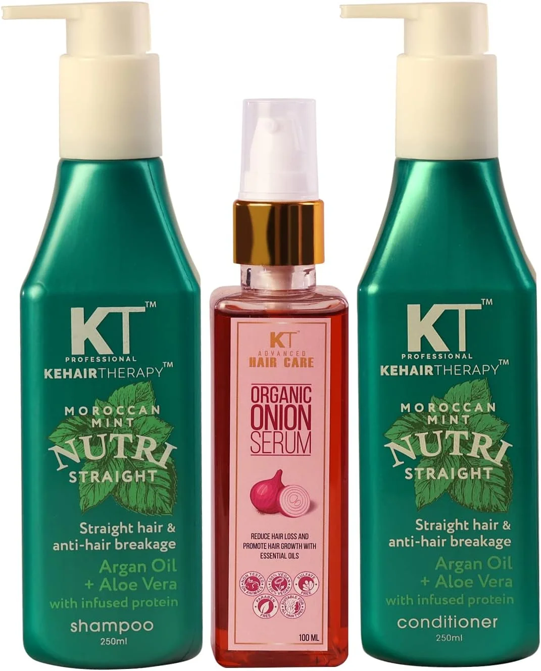 شامپو و نرم کننده موهای صاف کننده KEHAIRTHERAPY KT Professional Nutri به همراه سرم مو پیاز 600 میلی لیتر (بسته 3 عددی)