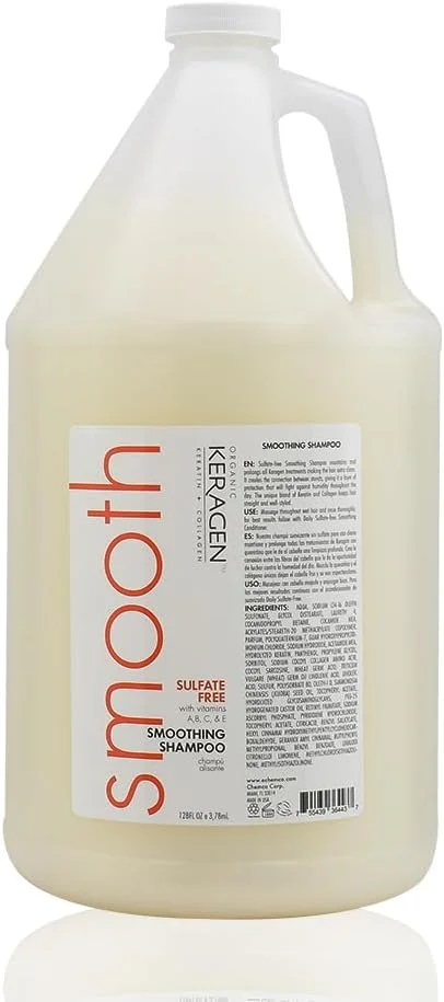 کراژن - شامپو صاف کننده مو حاوی کراتین و کلاژن برای انواع مو، بدون سولفات، 3785 میلی لیتر - مرطوب کننده، تقویت کننده، محافظت از رنگ مو و ترمیم کننده - حاوی پانتنول، ویتامین ها و روغن جوجوبا