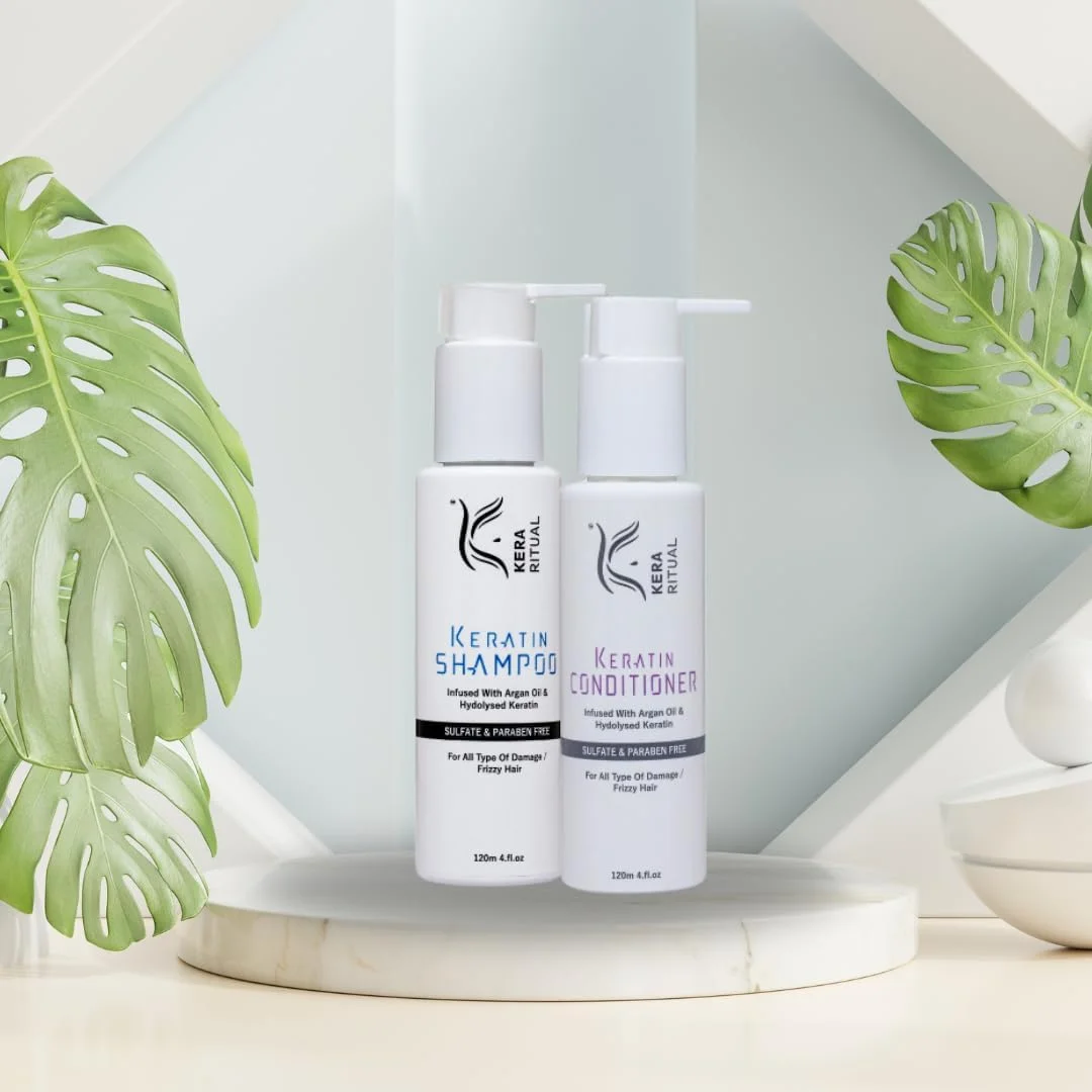 شامپو و نرم کننده کراتین KERA RITUAL (120 میلی لیتر/هر کدام) | حاوی روغن آرگان و کراتین هیدرولیز شده | بدون سولفات و پارابن شامپو و نرم کننده کراتین KERA RITUAL (120 میلی لیتر/هر کدام) | حاوی روغن آرگان و کراتین هیدرولیز شده | بدون سولفات و پارابن