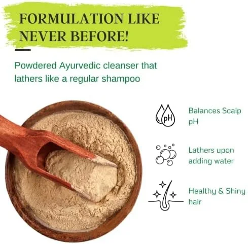 شامپو پودری کنترل آسیب مو LA'VEDICS Ultimate Intensive Hair Care به همراه شانه چوبی برای آقایان و بانوان | بدون سولفات | مغذی | ترمیم و تبدیل موهای شما، شامپو تقویت کننده برای موهای صاف