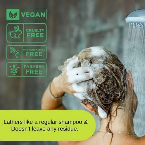 شامپو پودری کنترل آسیب مو LA'VEDICS Ultimate Intensive Hair Care به همراه شانه چوبی برای آقایان و بانوان | بدون سولفات | مغذی | ترمیم و تبدیل موهای شما، شامپو تقویت کننده برای موهای صاف