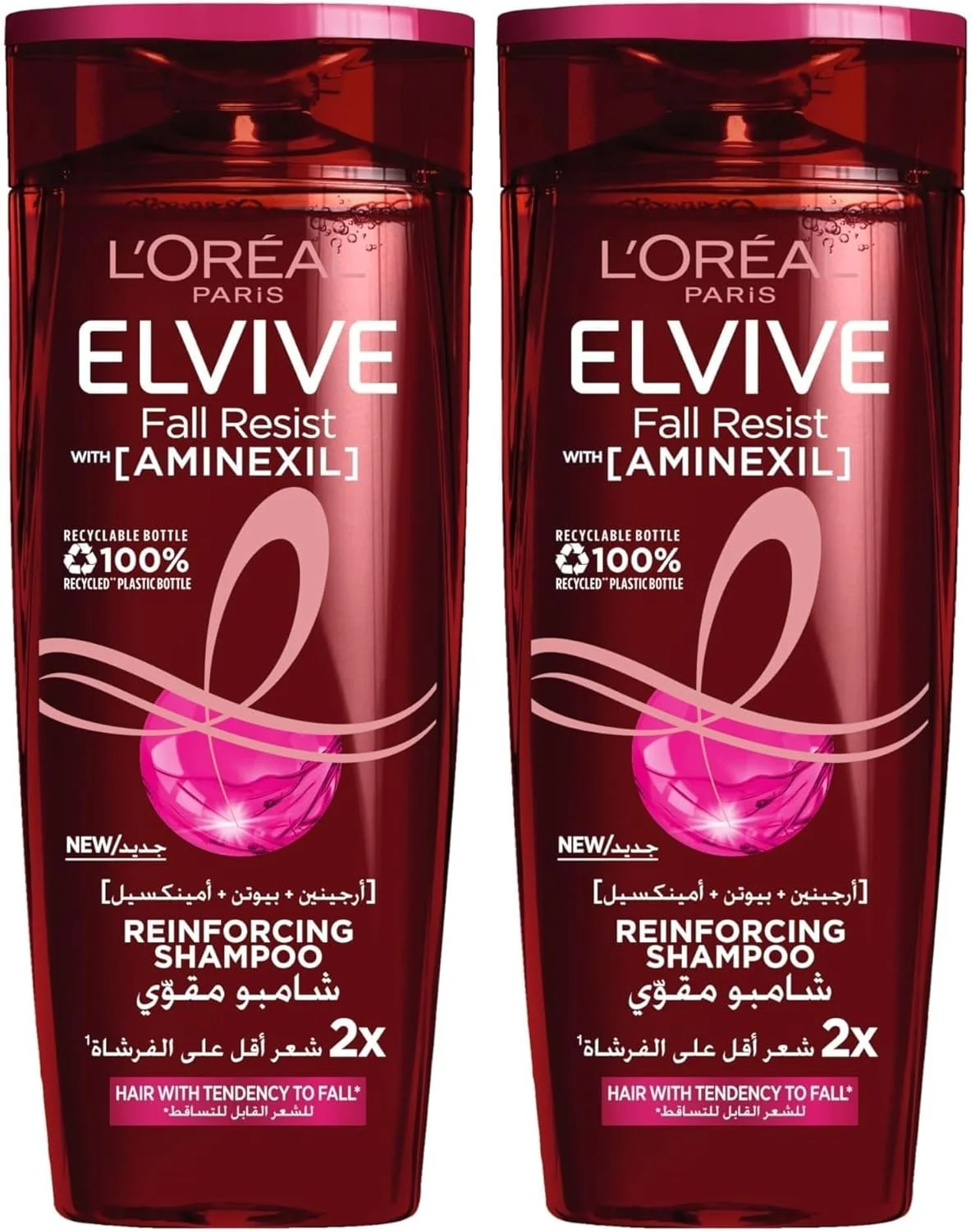شامپو ضد ریزش مو لورآل پاریس Elvive Fall Resist برای موهای ضعیف و مستعد ریزش، 600 میلی لیتر (بسته 2 عددی)
