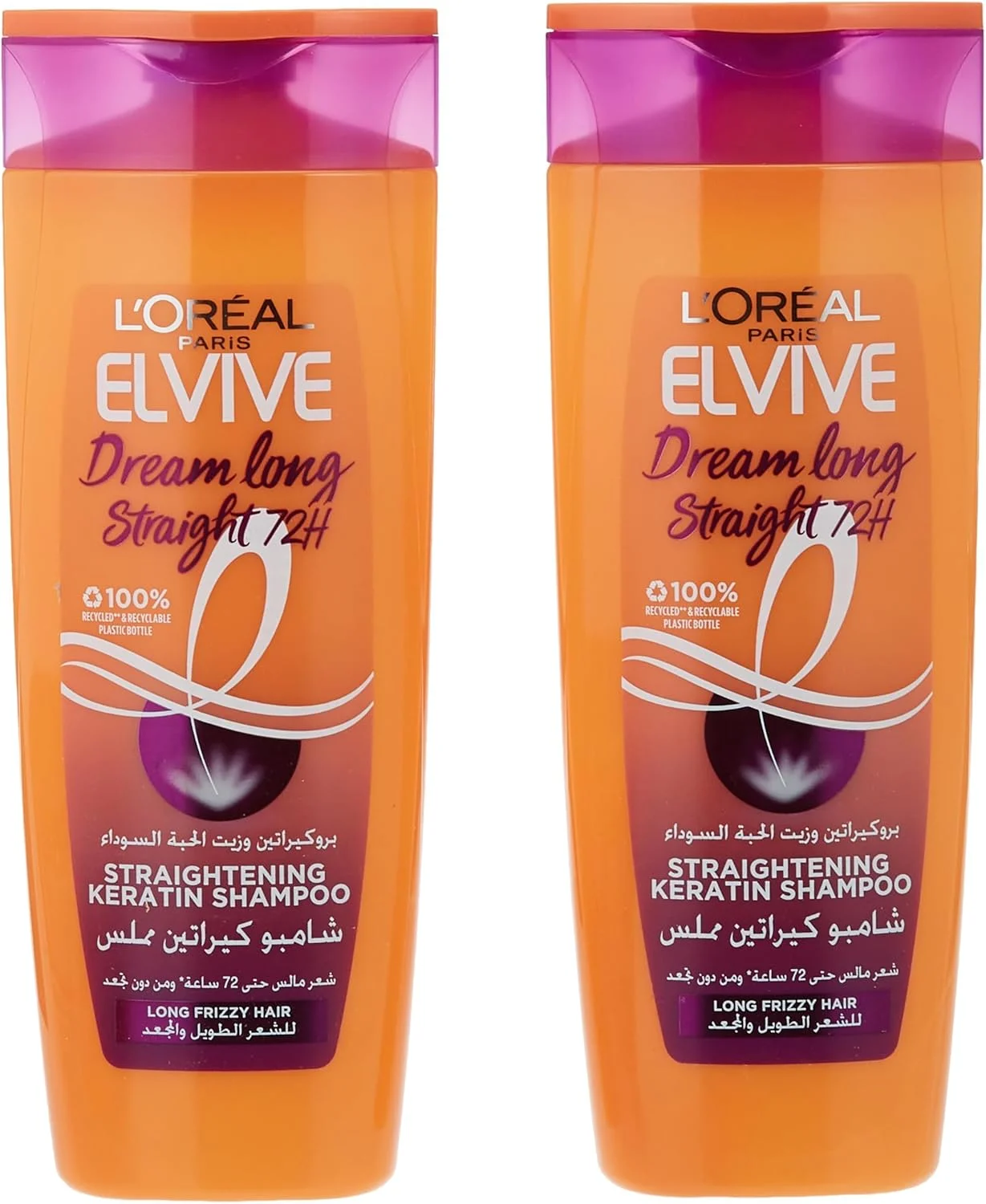 شامپو لورآل پاریس Elvive Dream Long Straight برای موهای وز، 400 میلی لیتر، بسته دوتایی