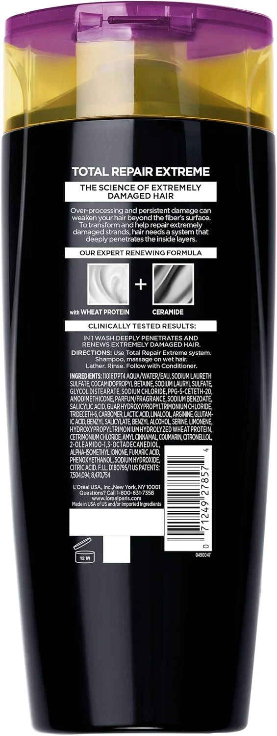 شامپو ترمیم کننده کامل موهای آسیب دیده لورال پاریس، مخصوص موهای به شدت آسیب دیده، 375 میلی لیتر شامپو ترمیم کننده کامل موهای آسیب دیده لورال پاریس، مخصوص موهای به شدت آسیب دیده، 375 میلی لیتر