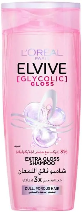 شامپو براق کننده گلیکولیک لورآل پاریس Elvive، کمپلکس براق کننده 3% حاوی [اسید گلیکولیک]، 400 میلی لیتر