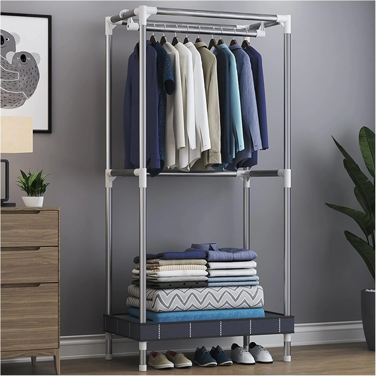 کمد لباس قابل حمل، سازمان دهنده کمد، قفسه های کمد لباس قابل حمل، سازمان دهنده ذخیره سازی اتاق خواب، کمد آویز لباس (بدون روکش پارچه ای)، کمد لباس قابل حمل