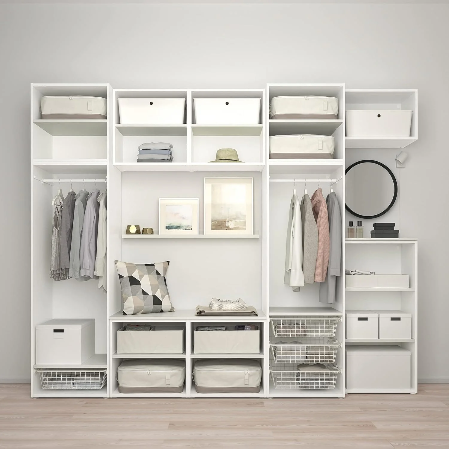 کمد لباس PLATSA با 10 درب، 300x57x243 سانتی متر، سفید/اسکاتوال خاکستری تیره