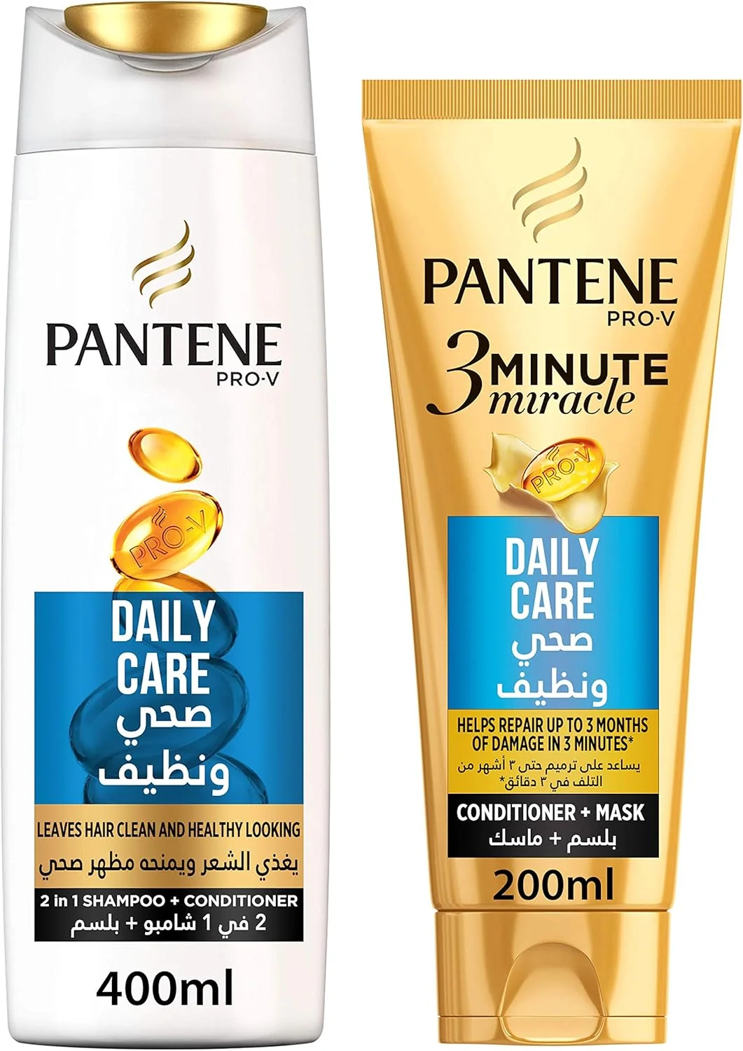 شامپو روزانه پنتن پرو-وی 400 میلی لیتر و نرم کننده معجزه آسای 3 دقیقه ای پرو-وی 200 میلی لیتر