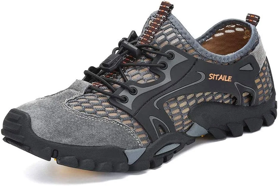 کفش های آبی مردانه و زنانه SITAILE مناسب پیاده روی، خشک شونده سریع، جوراب آبی پا برهنه برای شنا، رودخانه، استخر، ساحل، ماهیگیری، صندل های پیاده روی در آب، خاکستری، سایز 11.5 زنانه/9.5 مردانه