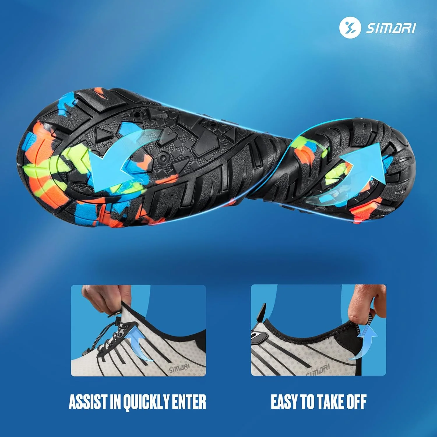 کفش‌های آبی سیماری زنانه مردانه مناسب شنا، ساحل، استخر، ورزش‌های آبی، خشک‌شونده سریع، غواصی پابرهنه، موج‌سواری و پیاده‌روی