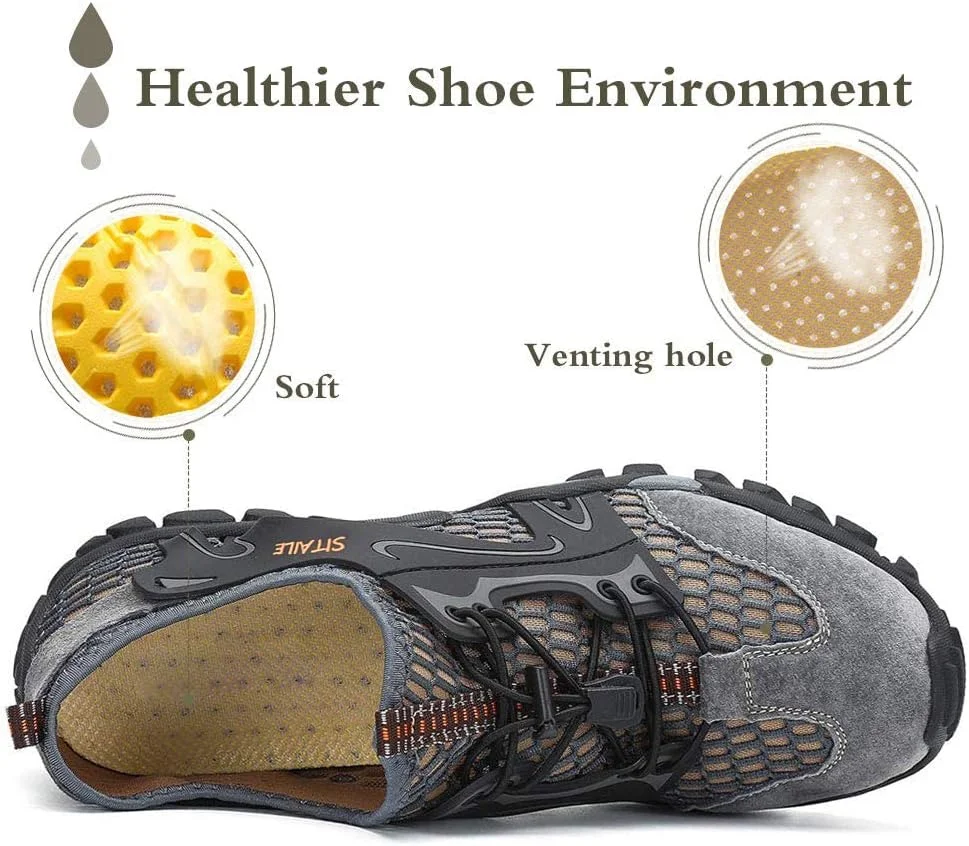 کفش ورزشی آبی مردانه و زنانه SITAILE، جوراب‌های آکوا سریع خشک‌شونده و پا برهنه، کفش شنا برای استخر، ساحل، پیاده‌روی و دویدن. ویژگی: تنفس‌پذیر و سریع خشک‌شونده: رویه این کفش ورزشی آبی از مواد غواصی با ویژگی‌های خوب تنفس‌پذیری و خشک شدن سریع ساخته شده است و به پاهای شما احساس آزادی و راحتی فوق‌العاده‌ای در هنگام پوشیدن می‌دهد. بندهای الاستیک و قفل بند: این کفش‌های ورزشی آبی با بندهای الاستیک و طراحی قفل بند، با توجه به پهنای پای خود، به سرعت کفش‌ها را تنظیم کنید، پوشیدن و درآوردن آسان. زیره‌های ضخیم و محافظت خوب: این کفش‌های ورزشی آبی از زیره‌های لاستیکی ضخیم، ضد لغزش و بادوام ساخته شده‌اند که از پاهای شما در برابر آسیب دیدن توسط اجسام تیز محافظت می‌کنند. تا شدن آسان و قابل حمل: رویه نرم و زیره لاستیکی برای این کفش‌های آبی، سبک وزن هستند و به راحتی تا می‌شوند، برای مسافرت و نگهداری شما بسیار مناسب هستند. در صورت وجود هرگونه سوال قبل از سفارش و مسائل پس از فروش با ما تماس بگیرید! خشک شدن سریع: رویه با پارچه فوق‌العاده سبک و تنفس‌پذیر برای زهکشی سریع و تهویه متقاطع، انعطاف‌پذیری و راحتی عالی را ارائه می‌دهد. بندهای الاستیک: با توجه به پهنای پا، به سرعت کفش‌ها را به صورت الاستیک تنظیم کنید و از مزاحمت بستن بند کفش جلوگیری کنید. زیره بادوام: زیره لاستیکی ضد لغزش حرفه‌ای با الگوی منحصر به فرد، اصطکاک و چسبندگی را افزایش می‌دهد تا از لغزش در شرایط لغزنده جلوگیری کند. طراحی پوشش کامل: به طور یکنواخت پاهای شما را می‌پوشاند تا از پاهای شما در برابر راه رفتن روی سطوح تیز یا ناهموار محافظت کند. کفش‌های چند منظوره: کفش‌های دوزیستی که اطمینان می‌دهند از زندگی خود در خشکی یا آب لذت می‌برید. می‌توانید از کفش‌های آکوا در موج‌سواری، دره‌نوردی، قایق‌رانی، پیاده‌روی، شنا، پرش، پیاده‌روی در رودخانه، رفتینگ با پارو، غواصی، بازدید از ساحل و غیره استفاده کنید.