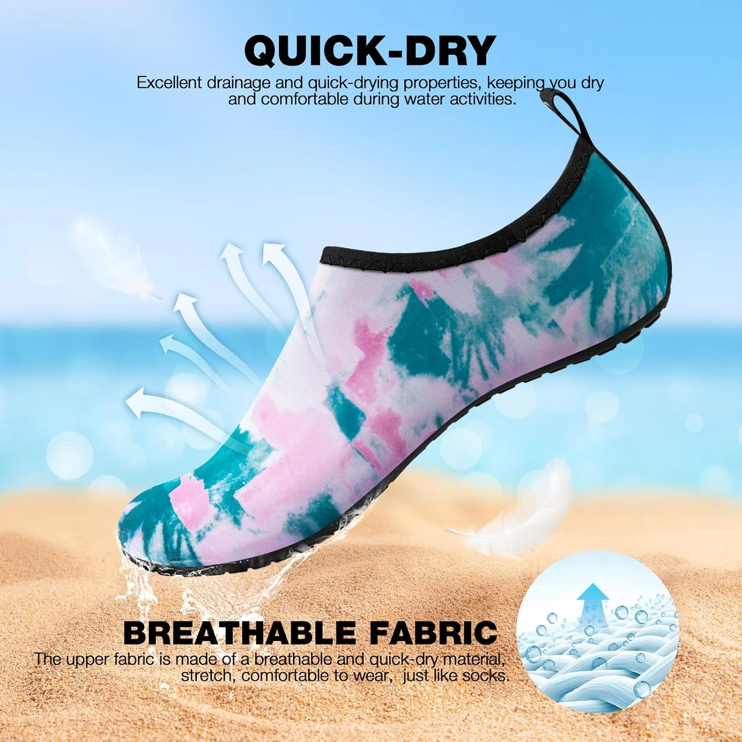 کفش های آبی سیماری زنانه مردانه مناسب شنا، استخر، ساحل، جوراب های آبی، خشک شونده سریع، پابرهنه، ورزش های آبی، موج سواری، یوگا مدل SWS001