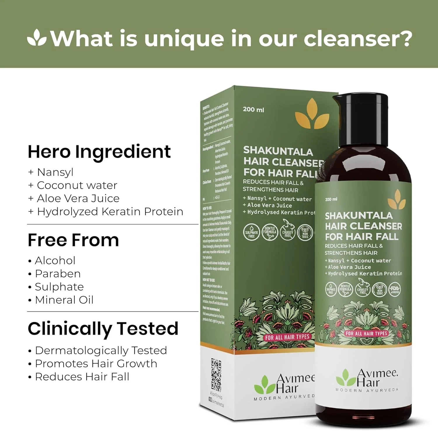 شامپو ضد ریزش موی گیاهی آویمه مدل شاکونتالا | حاوی پروتئین کراتین و نانسیل | برای موهای قوی و درخشان | فاقد سولفات و پارابن | مناسب آقایان و بانوان | 200 میلی لیتر