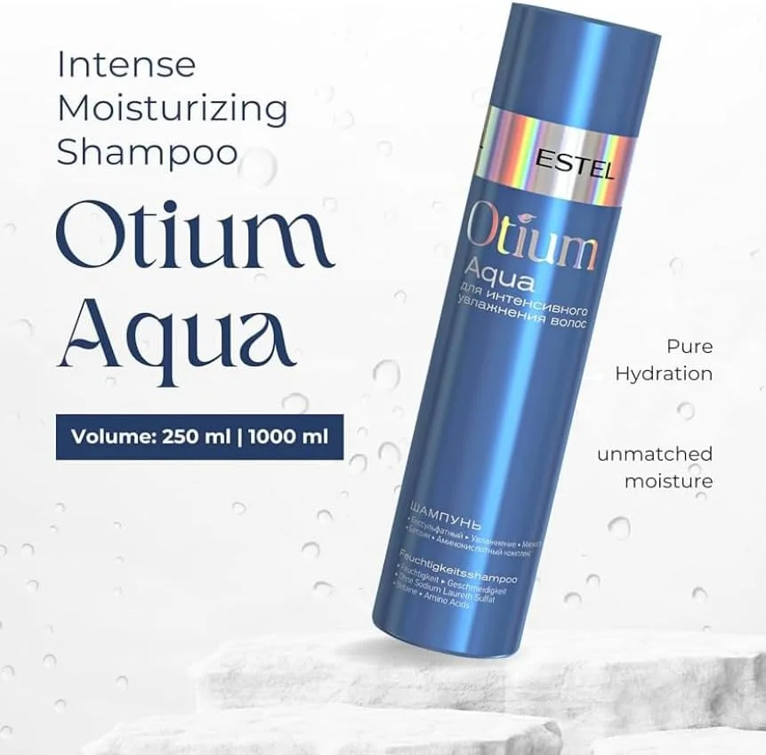 شامپو استل اوتیوم آکوا | شامپو آبرسان و مرطوب کننده بدون سولفات برای موهای خشک و آسیب دیده | نرمی و آبرسانی عمیق | 250 میلی لیتر