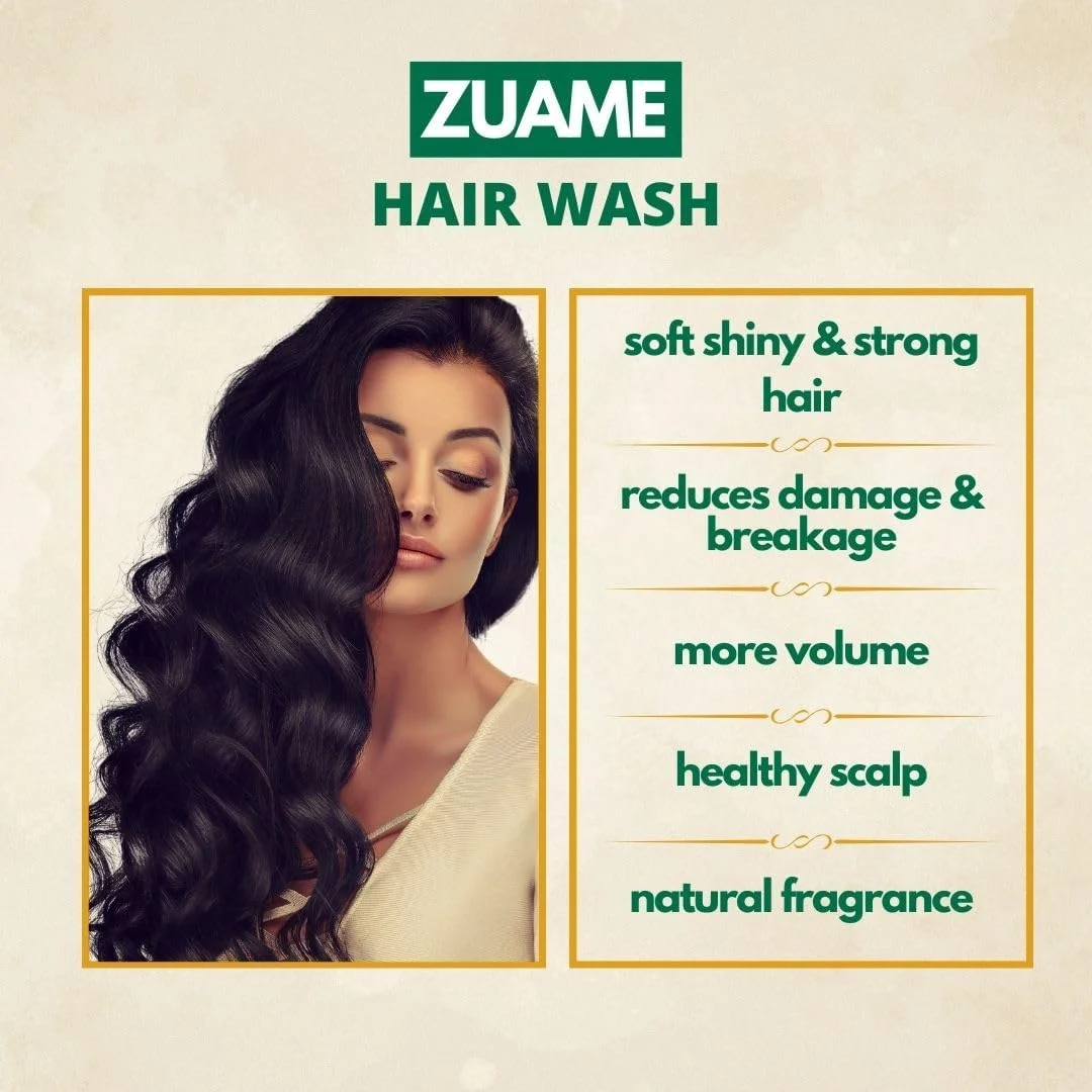 شامپو گیاهی شستشوی مو ZUAME با پودر مواد کاملا طبیعی | شستشوی مو برای کنترل ریزش مو، موهای آسیب دیده، ضد شوره، موهای نرم، براق و قوی برای انواع مو - 50 گرم