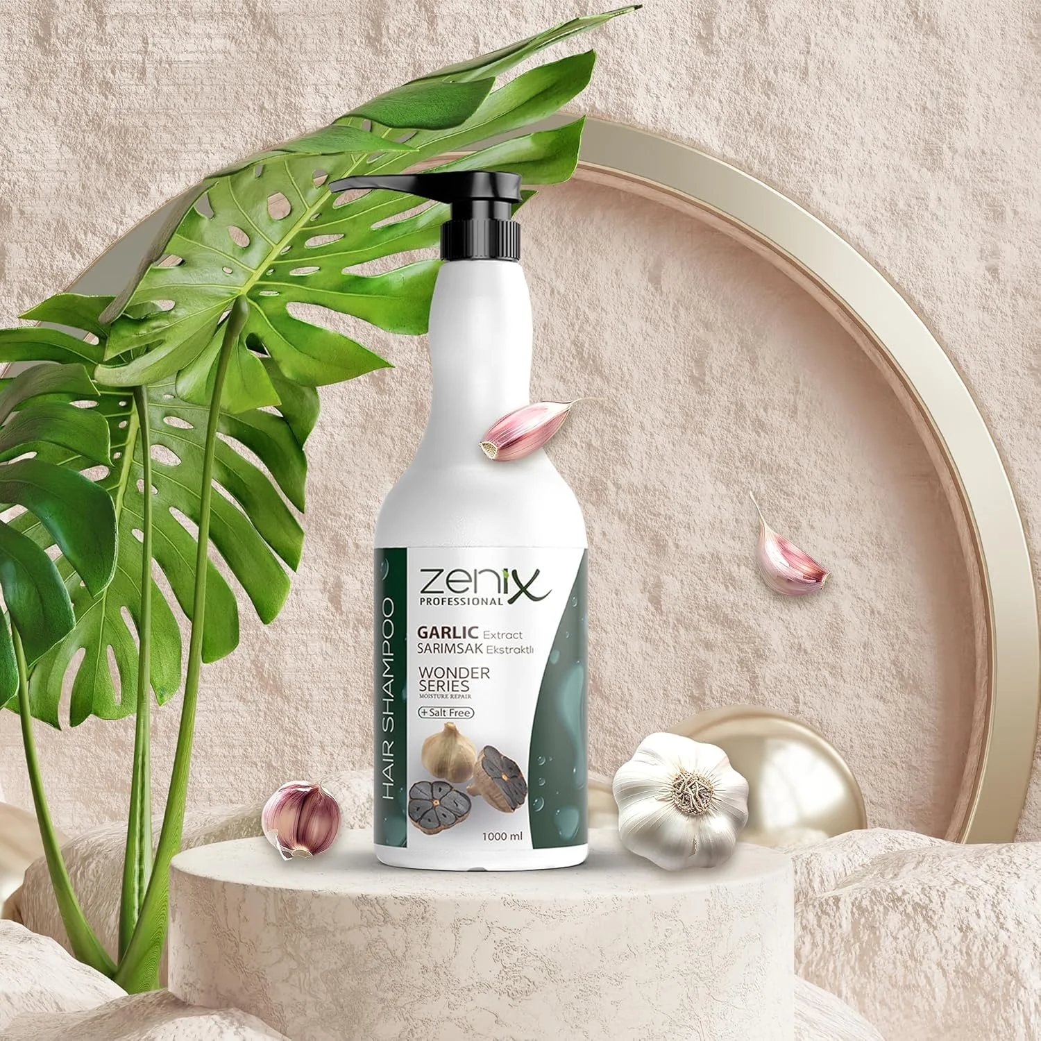 شامپو مراقبت از مو زینکسی با عصاره سیر حجم 1000 میلی لیتر | شامپو مو با عصاره سیر | درمان ترمیم کننده قوی مو | شامپو بدون نمک مناسب موهای آسیب دیده بانوان و آقایان | شامپو ساریماسک