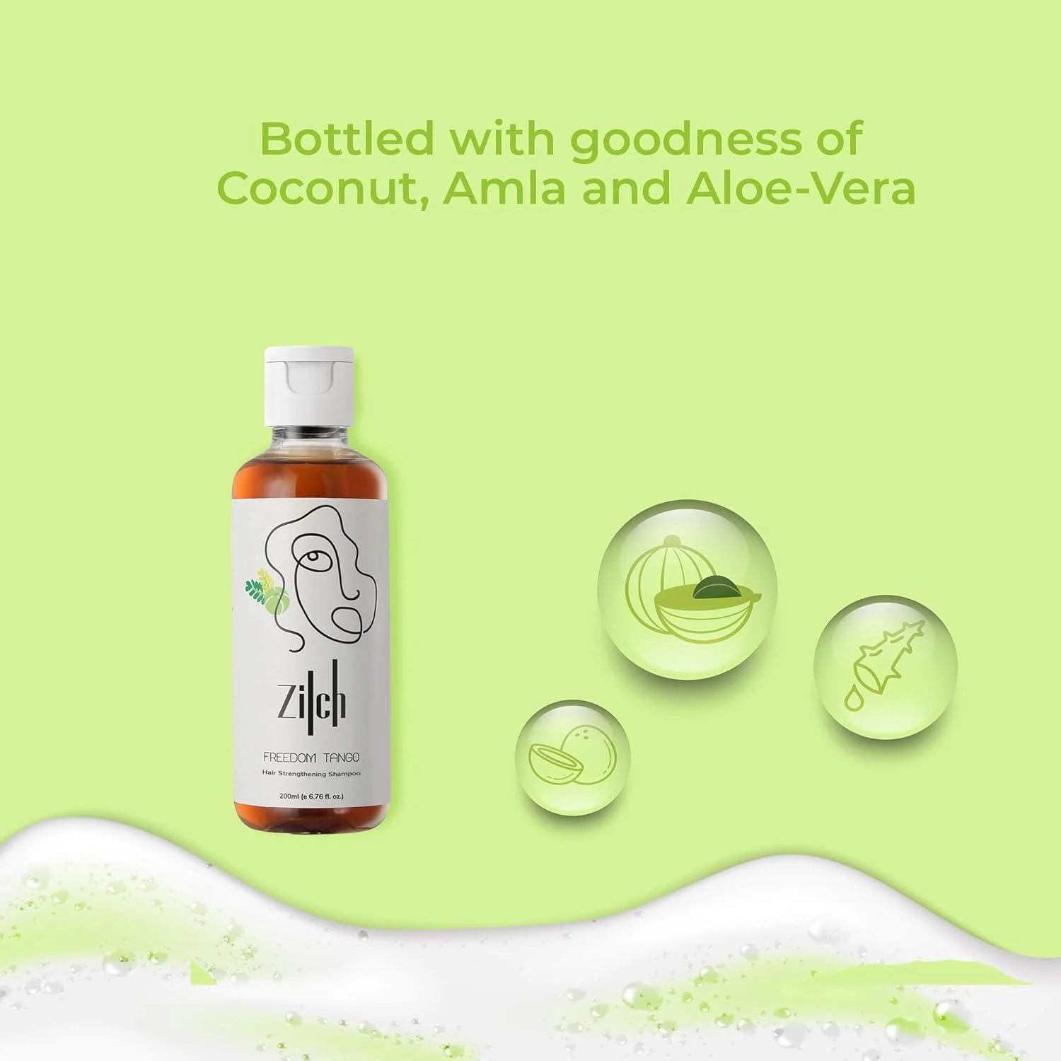 شامپو رشد مو و کنترل ریزش مو Zilch Freedom Tango Natural Vit C & Amla، 200 میلی لیتر (بدون سولفات، بدون پارابن)
