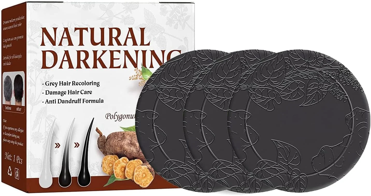 شامپو بار معکوس کننده خاکستری ارگانیک XTRANSF، شامپو بار تیره کننده مو، صابون شامپو اسانس تیره کننده مو، برای کمک به توقف ریزش مو، درمان ریزش مو، برای آقایان و بانوان (3 عدد)