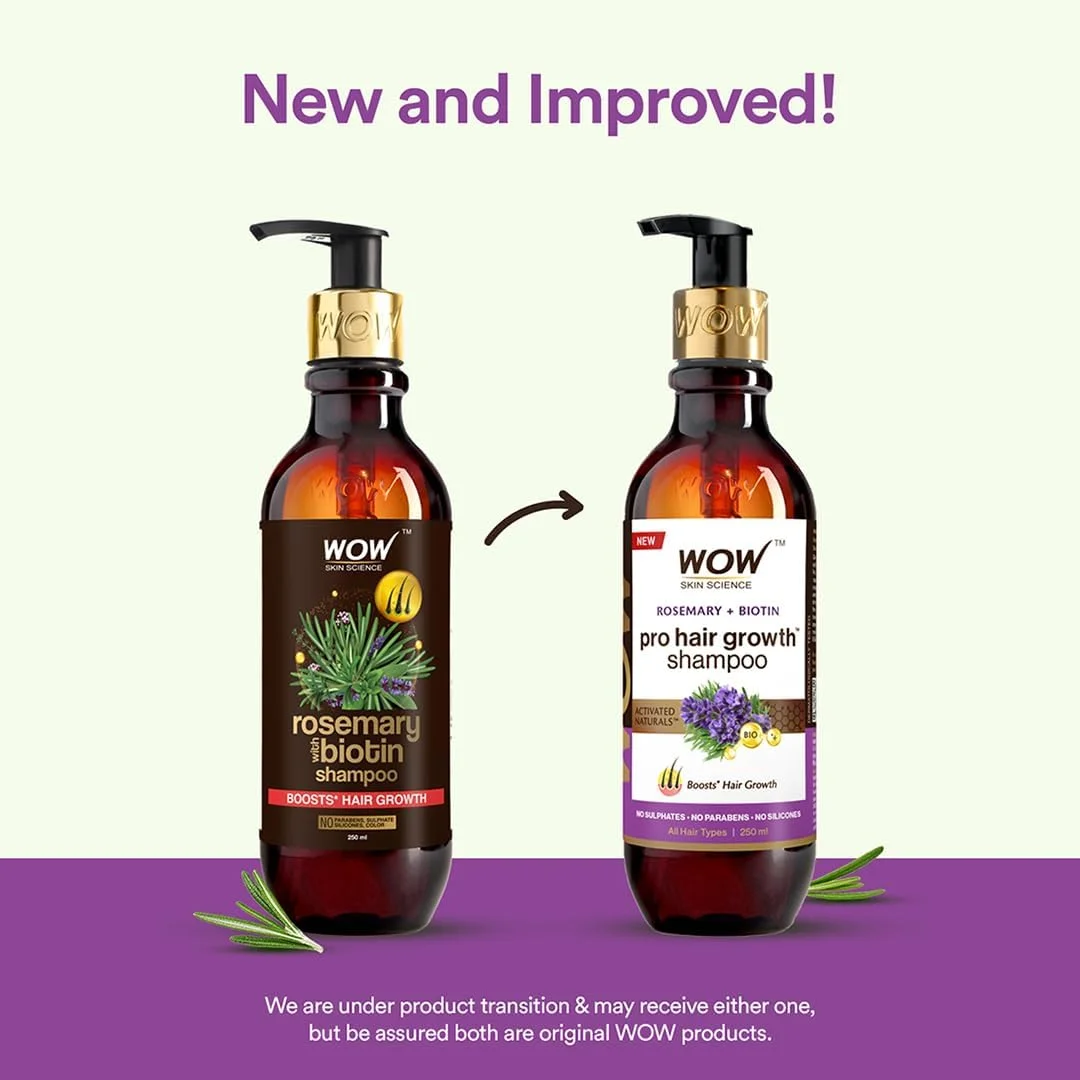 شامپو تقویت کننده مو رزماری و بیوتین واو اسکین ساینس | مبارزه با ریزش و شکستگی مو | تقویت رشد موهای جدید | درخشش به موهای کدر