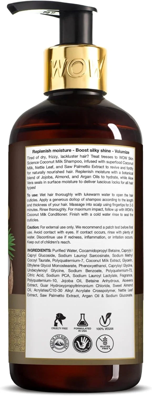 شامپو شیر نارگیل واو اسکین ساینس برای ریزش مو/تقویت/آسیب/نازک شدن مو - 300 میلی لیتر