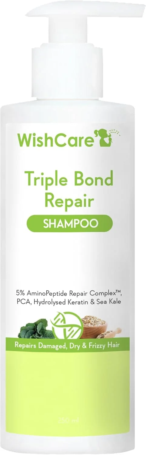 شامپو ترمیم کننده سه گانه پیوند مو ویشکر - مناسب موهای خشک و وز - حاوی 5% کمپلکس آمینوپپتید و PCA - ترمیم کننده موهای آسیب دیده و وز 250 میلی لیتر