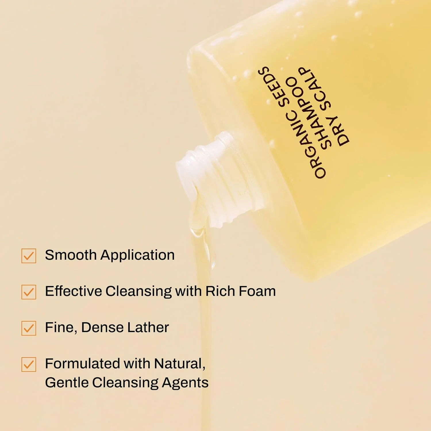 شامپو ارگانیک دانه های Whamisa برای پوست سر خشک - فرمول پست بیوتیک تخمیر شده، پاک کننده طراوت بخش، مراقبت از پوست سر و کنترل شوره سر، مرطوب کننده و آبرسان (490 میلی لیتر)