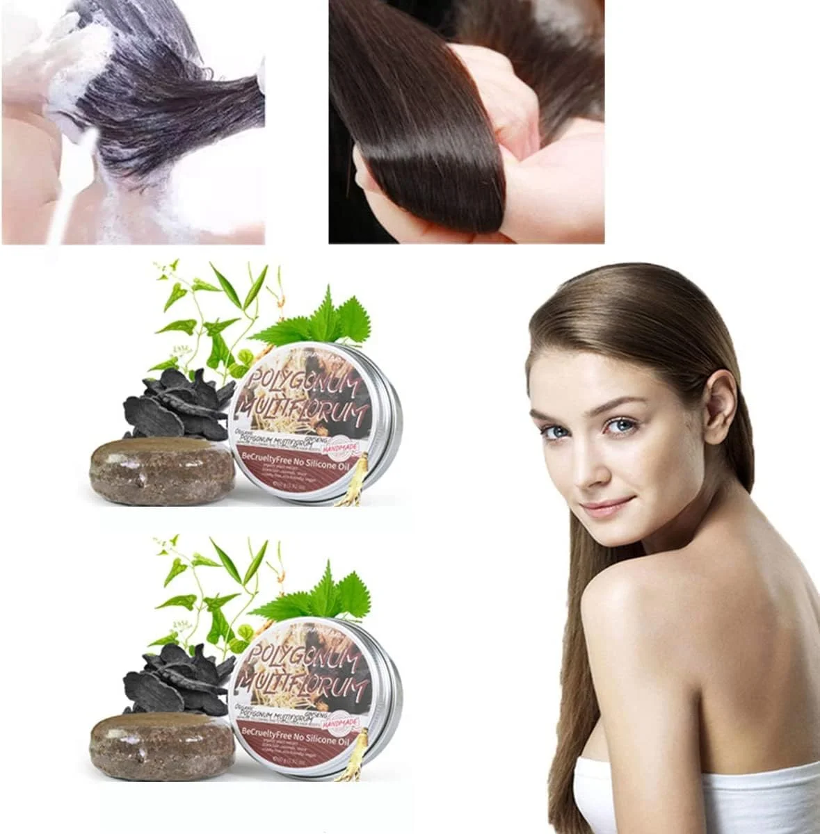 WADDK بسته 2 عددی شامپو بار جامد Polygonum Multiflorum، شامپو بار 100% طبیعی برای مو، نرم کننده ارگانیک و صابون ترمیم کننده برای موهای خشک و آسیب دیده